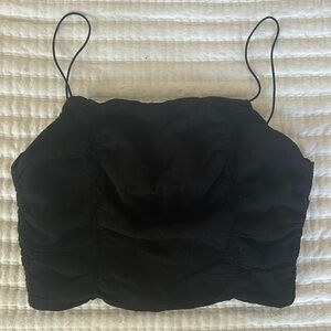Ruched Black Crop Top